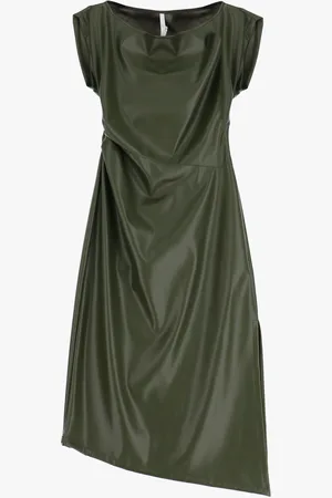 Imperial Vestido midi de piel sintética con cuello barco