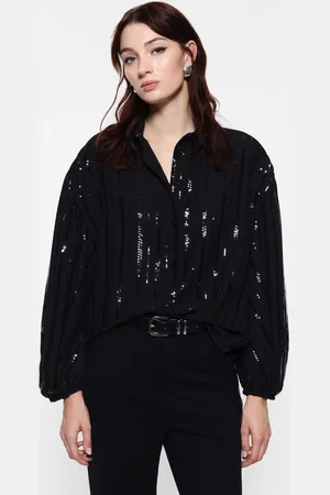 Imperial Camisas de rayas de lentejuelas con cuello clásico
