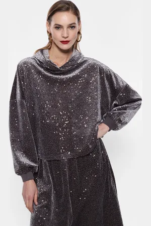 Imperial Sudadera con capucha efecto terciopelo y lentejuelas