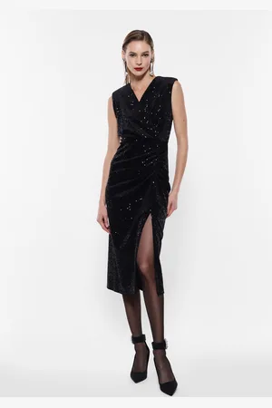 Imperial Vestido midi cruzado efecto terciopelo con lentejuelas