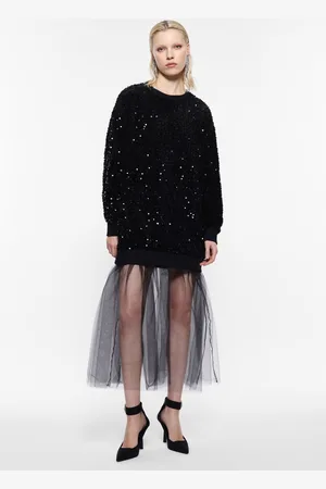 Imperial Vestido sudadera con lentejuelas y falda de tul