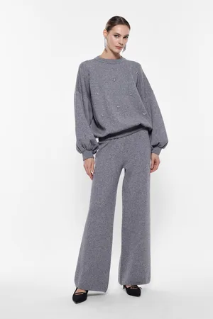 Imperial Pantalones anchos de punto con cintura alta