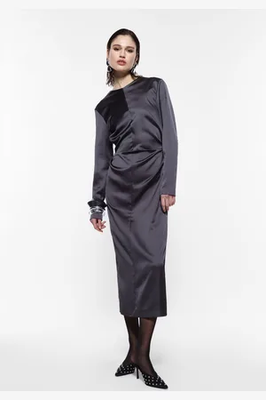 Imperial Vestido medio drapeado con mangas largas