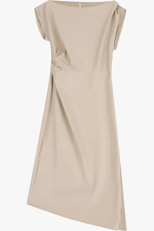 Imperial Vestido midi de piel sintética con cuello barco