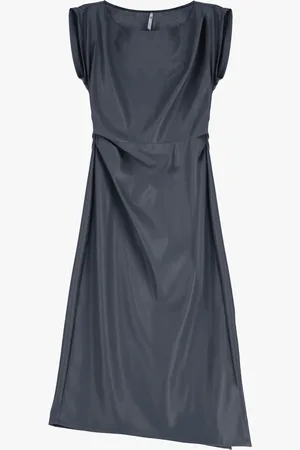 Imperial Vestido midi de piel sintética con cuello barco