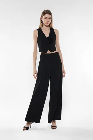 Imperial Pantalones anchos con cinturón y pliegues