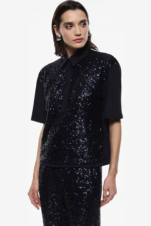 Imperial Polo de lentejuelas con cuello clásico