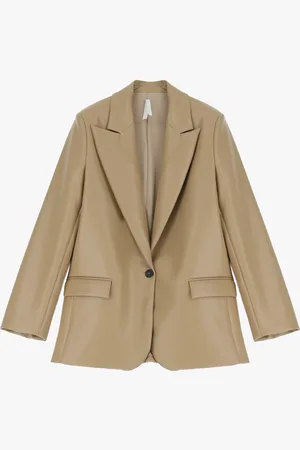Imperial Blazer de piel sintética con cierre de un botón y bolsillos