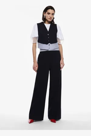 Imperial Pantalones palazzo de tiro alto con cintura de rayas