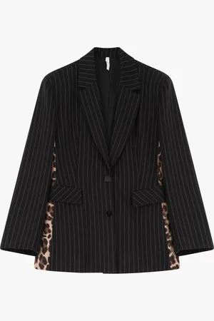 Imperial Blazer de rayas diplomáticas con inserciones animalier