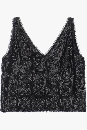 Imperial Top de lentejuelas sin mangas escote en v