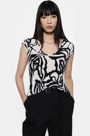 Imperial Top con estampado abstracto y mangas cortas