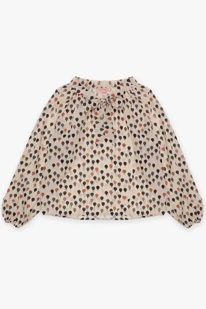Imperial Blusa de niña estampada con detalle de lazada