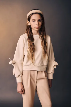 Imperial Sudadera lisa de niña con detalle de lazo