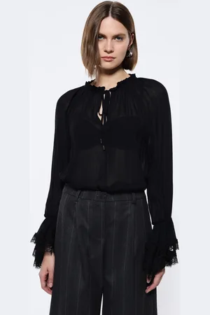 Imperial Blusa con volantes y detalles de encaje