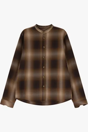 Imperial Camisa cuadros de manga larga y cuello mao