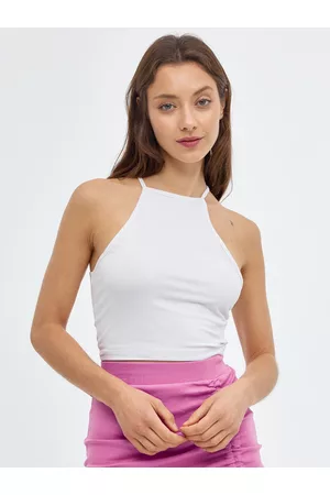 Inside Mujer Camisetas y Tops - Crop top halter Blanco XS