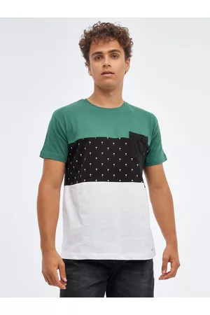 Inside Hombre Camisetas - Camiseta color block con lunares Blanco S