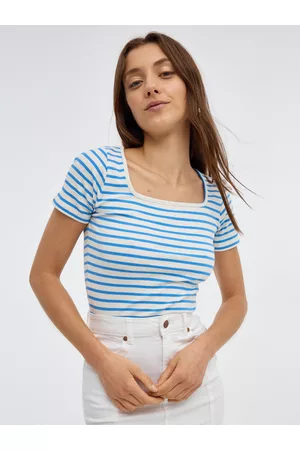Inside Mujer Camisetas - Camiseta crop rayas casual Azul XS