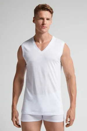 intimissimi Camiseta de Tirantes con Escote de Pico de Algodón Superior Extrafino Hombre Tamaño M