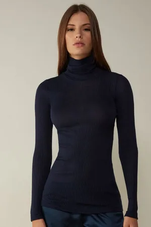 intimissimi Camiseta de Manga Larga Lana y Seda Cuello Alto Mujer Tamaño S