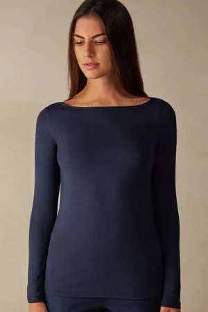 intimissimi Camiseta de Manga Larga con Escote Barca en Micromodal Mujer Tamaño S