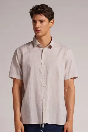 intimissimi Camisa de Manga Corta en Lino y Algodón Hombre Tamaño S