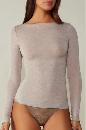 intimissimi Camiseta con cuello barco en cashmere de manga Larga Mujer Tamaño M