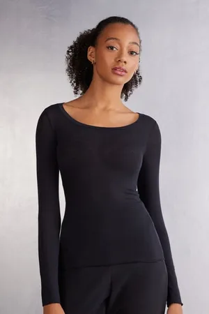 intimissimi Camiseta de Manga Larga de Modal Ultralight con Cashmere y Escote Redondo Mujer Tamaño S