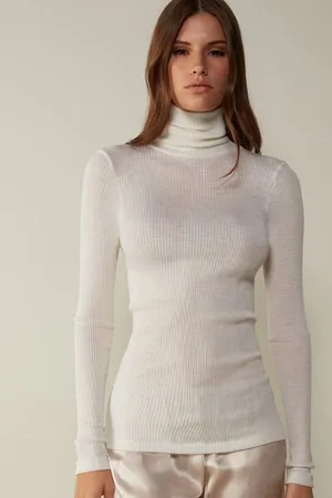 intimissimi Camiseta de Manga Larga Lana y Seda Cuello Alto Mujer Tamaño L