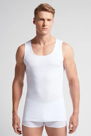 intimissimi Camiseta sin mangas de hombre en algodón superior con canalé Hombre Tamaño S