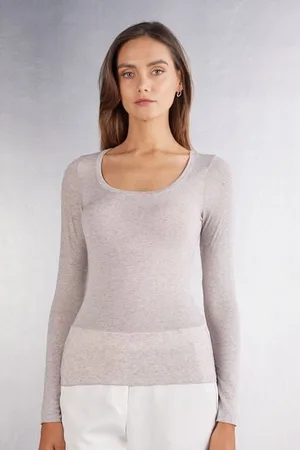 intimissimi Camiseta de Manga Larga de Modal Ultralight con Cashmere y Escote Redondo Mujer Tamaño M