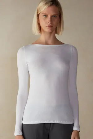 intimissimi Camiseta de Manga Larga con Escote Barca en Micromodal Mujer Tamaño S