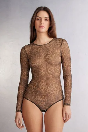 intimissimi Body Manga Larga de Tul Estampado Animal Always Glamorous Mujer Tamaño M
