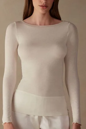 intimissimi Camiseta con cuello barco en cashmere de manga Larga Mujer Tamaño XL