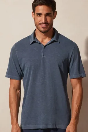 intimissimi Polo de Manga Corta de Algodón Jaspeado Washed Collection Hombre Tamaño S