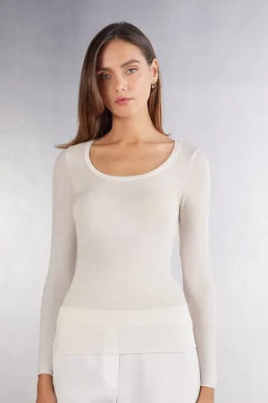 intimissimi Camiseta de Manga Larga de Modal Ultralight con Cashmere y Escote Redondo Mujer Tamaño L