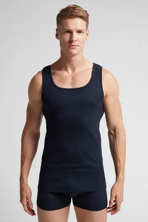 intimissimi Camiseta sin mangas de hombre en algodón superior con canalé Hombre Tamaño XL