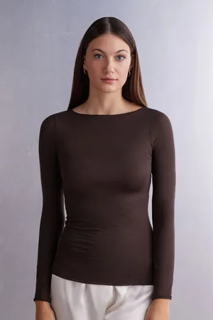 intimissimi Camiseta con cuello barco en cashmere de manga Larga Mujer Tamaño L