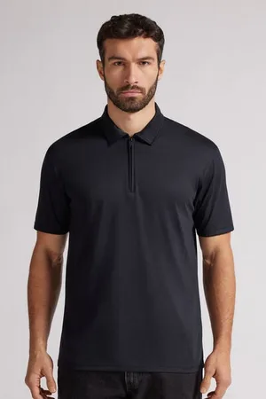 intimissimi Polo de Manga Corta con Cremallera de Algodón Premium Mercerizado Hombre Tamaño XL