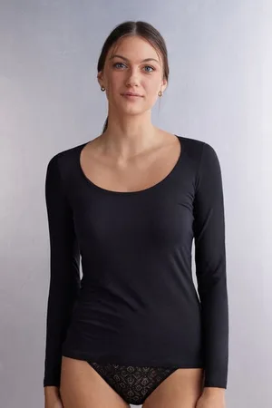 intimissimi Camiseta de Manga Larga y Escote Redondo de Micromodal Mujer Tamaño L