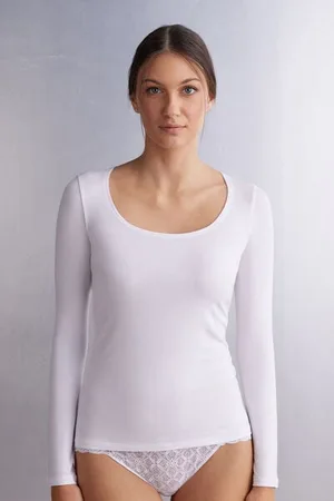 intimissimi Camiseta de Manga Larga y Escote Redondo de Micromodal Mujer Tamaño S