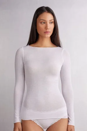 intimissimi Camiseta con cuello barco en cashmere de manga Larga Mujer Tamaño XL