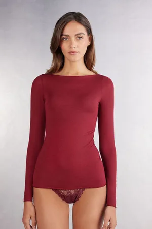 intimissimi Camiseta con cuello barco en cashmere de manga Larga Mujer Tamaño S