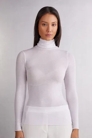 intimissimi Camiseta de Manga Larga de Cuello Alto de Cashmere Ultraligero de Modal Mujer Tamaño S