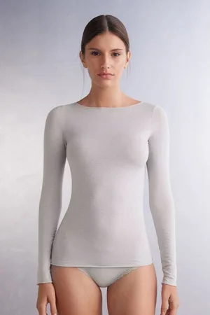 intimissimi Camiseta con cuello barco en cashmere de manga Larga Mujer Tamaño XL