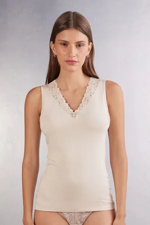intimissimi Camiseta de Tirantes de Modal y Encaje Pretty Flower Mujer Tamaño L