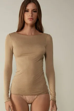 intimissimi Camiseta con cuello barco en cashmere de manga Larga Mujer Tamaño L