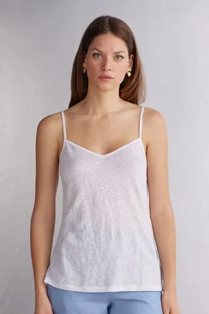 intimissimi Top con Escote de Pico de Lino Mujer Tamaño M