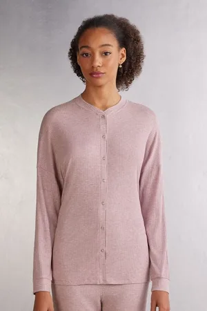intimissimi Camiseta de Manga Larga con Abertura Delantera de Modal Chic Comfort Mujer Tamaño L